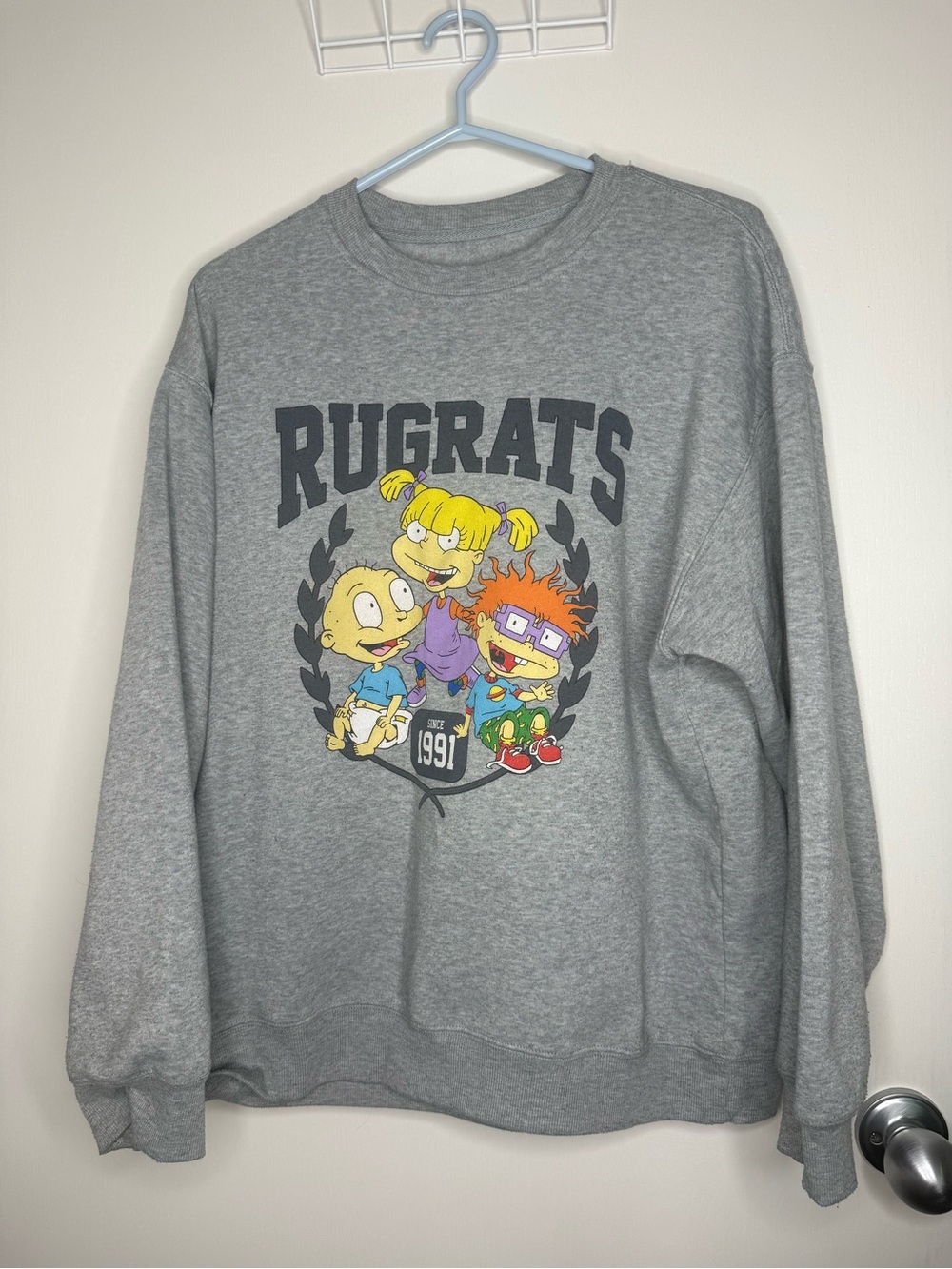 Rugrats Graphic Sweatshirt - Grey with Colorful Cartoon Print Nickelodeon Medium